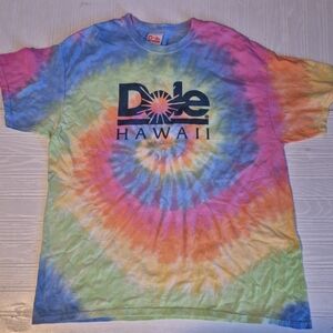 Vintage Dole Hawaii Tie Dye Mens Womens Graphic Logo Rainbow Spiral Blue Green